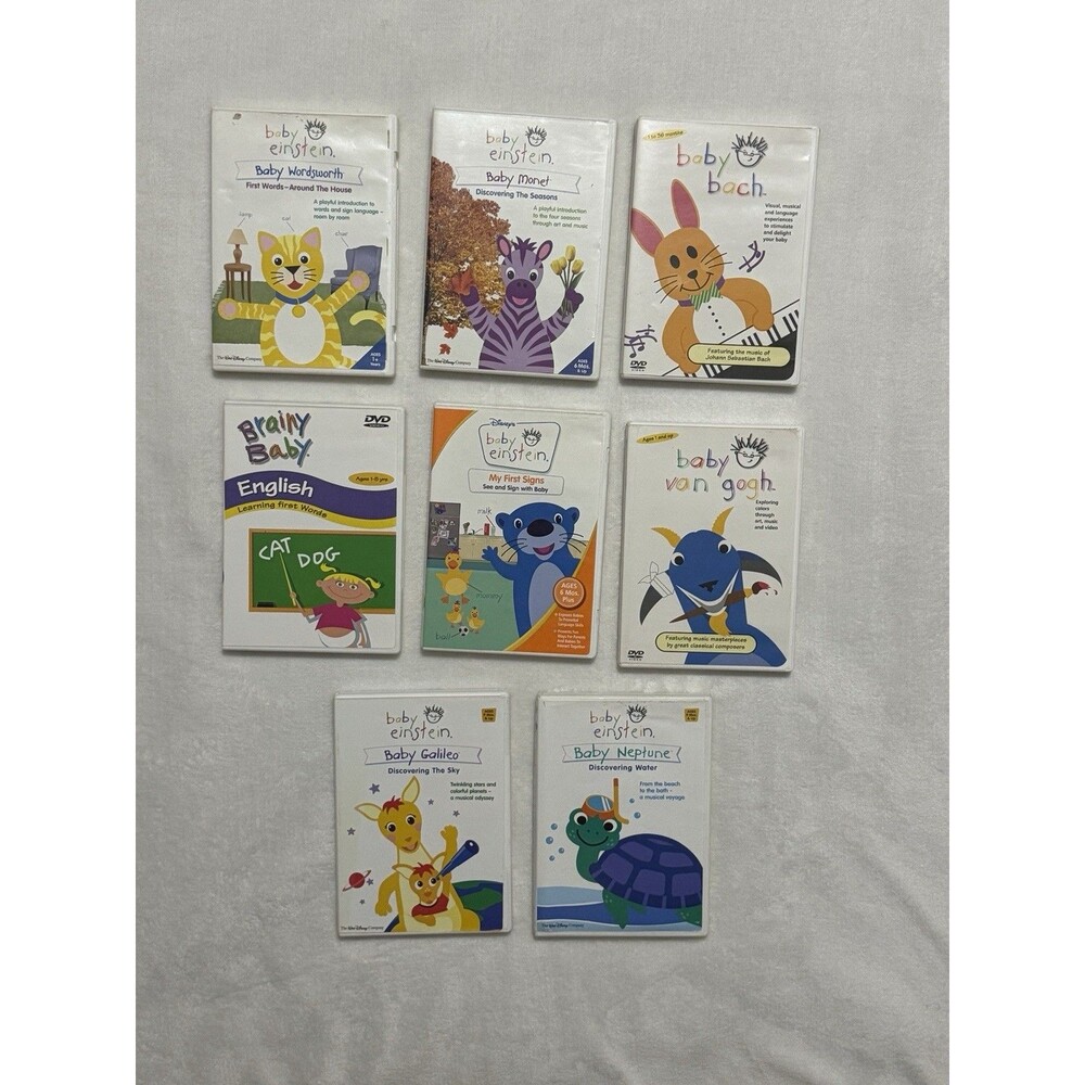 Baby Einstein DVD Disney Lot of 8 Language Music Mobility Signs English Monet